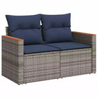 Set di divani da patio vidaXL nero e blu