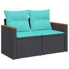 Set di divani da patio vidaXL nero e blu
