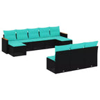 vidaXL Patio Sofa Set Black and Blue