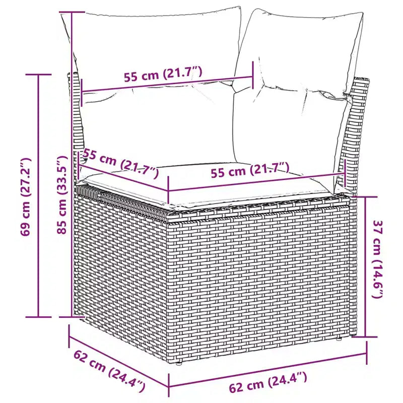 Set di divani da giardino vidaXL con cuscini, 5 pezzi, polirattan marrone