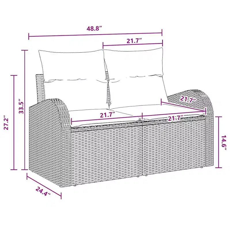 Set di divani da giardino vidaXL con cuscini, 5 pezzi, polirattan marrone