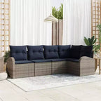 Set di divani da giardino vidaXL con cuscini, 5 pezzi, polirattan marrone