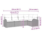 Set di divani da giardino vidaXL con cuscini, 5 pezzi, polirattan marrone