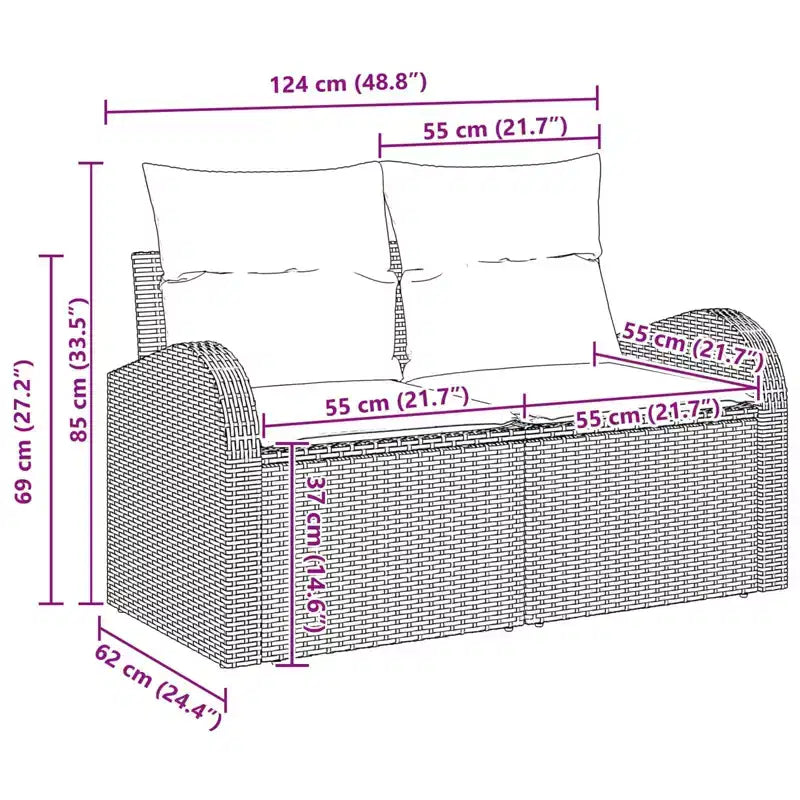 Set di divani da giardino vidaXL con cuscini, 5 pezzi, polirattan marrone