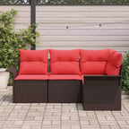 vidaXL Set da giardino con cuscini da 4 pezzi in polyrattan marrone