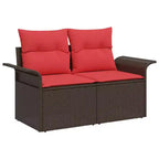 vidaXL Set da giardino con cuscini da 4 pezzi in polyrattan marrone