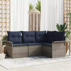 vidaXL Set da giardino con cuscini da 4 pezzi in polyrattan marrone