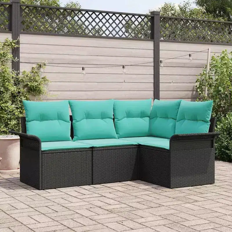 vidaXL Set da giardino con cuscini da 4 pezzi in polyrattan marrone