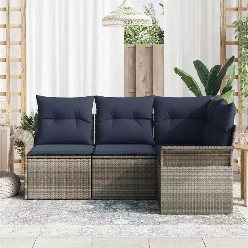 vidaXL Set da giardino con cuscini da 4 pezzi in polyrattan marrone