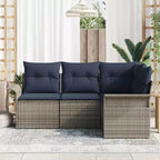 vidaXL Set da giardino con cuscini da 4 pezzi in polyrattan marrone