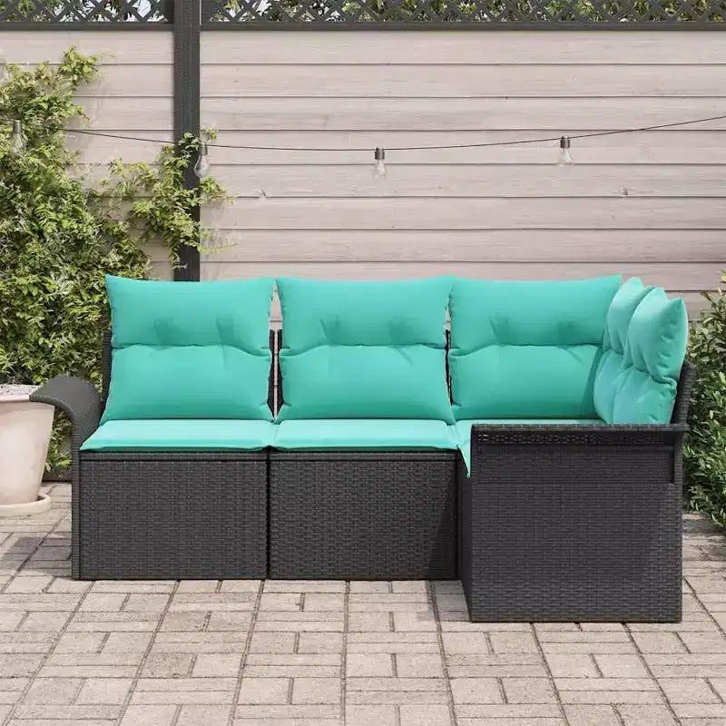 vidaXL Set da giardino con cuscini da 4 pezzi in polyrattan marrone