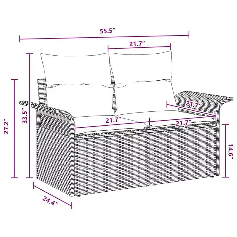 vidaXL Set da giardino con cuscini da 4 pezzi in polyrattan marrone