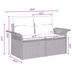 vidaXL Set da giardino con cuscini da 4 pezzi in polyrattan marrone