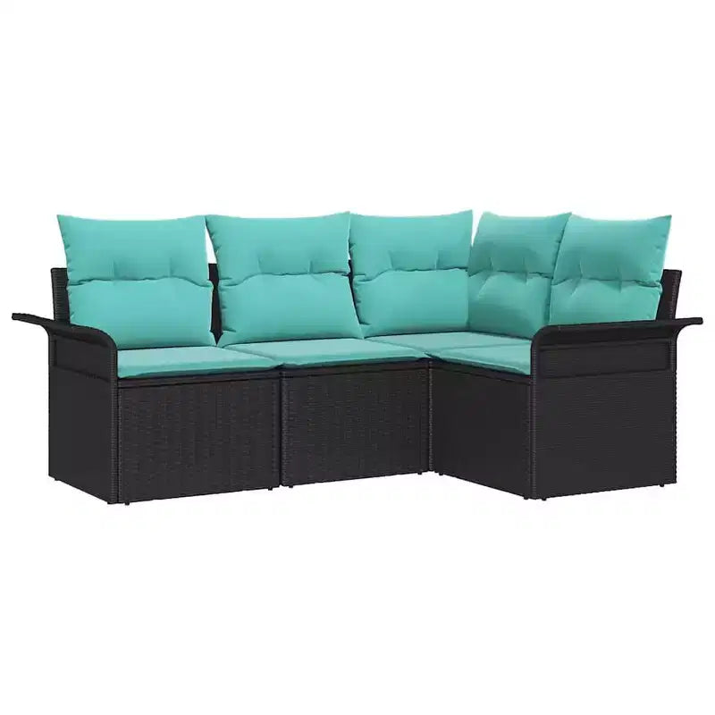 vidaXL Set da giardino con cuscini da 4 pezzi in polyrattan marrone