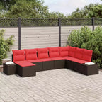 Set di divani da giardino vidaXL con cuscini, 8 pezzi, polirattan marrone