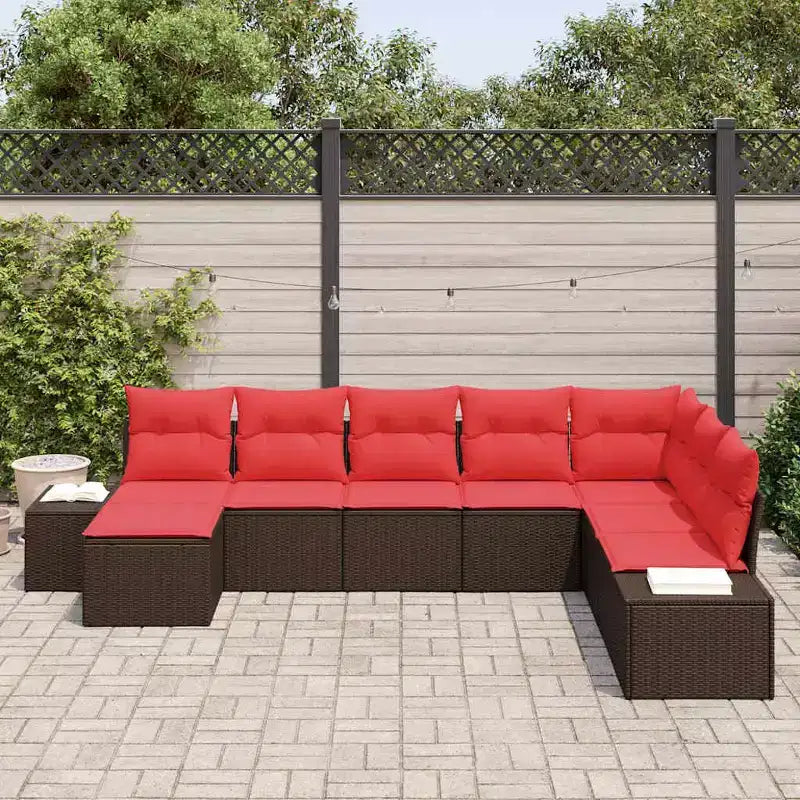 Set di divani da giardino vidaXL con cuscini, 8 pezzi, polirattan marrone