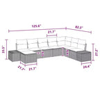 Set di divani da giardino vidaXL con cuscini, 8 pezzi, polirattan marrone