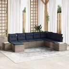 Set di divani da giardino vidaXL con cuscini, 8 pezzi, polirattan marrone