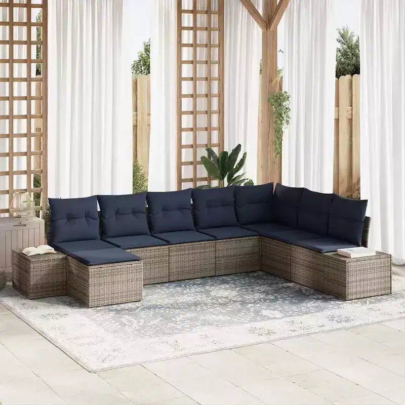 Set di divani da giardino vidaXL con cuscini, 8 pezzi, polirattan marrone