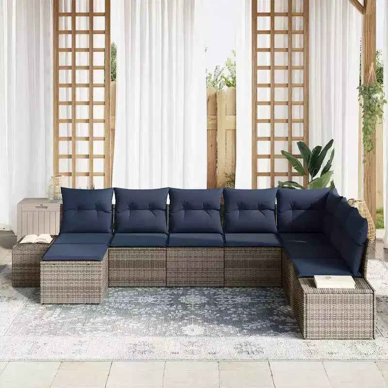 Set di divani da giardino vidaXL con cuscini, 8 pezzi, polirattan marrone