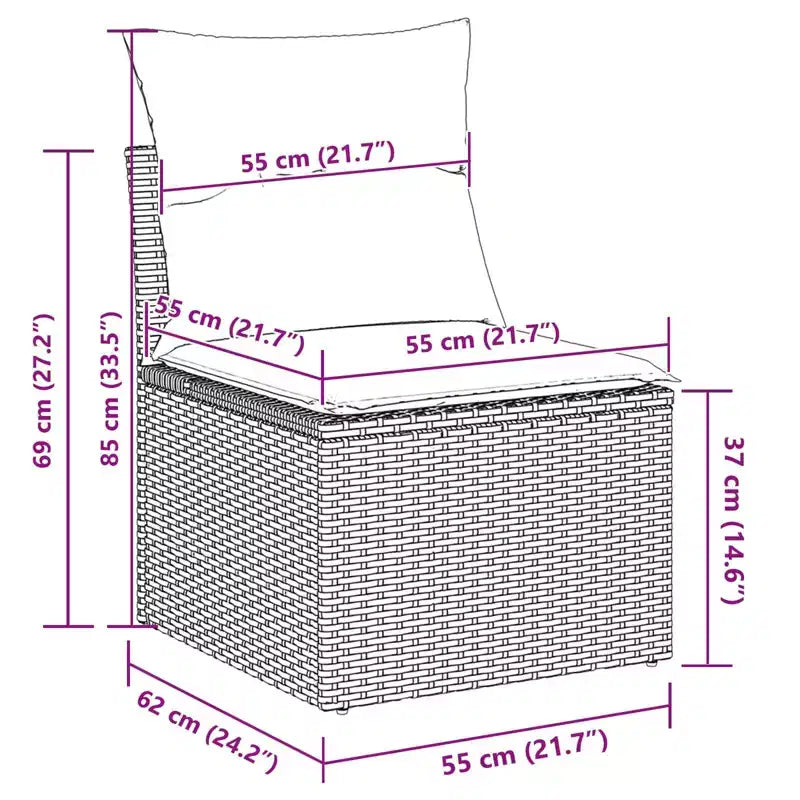 vidaXL Set da divani da giardino da 7 pezzi, polyrattan marrone - marrone, senza tavolo