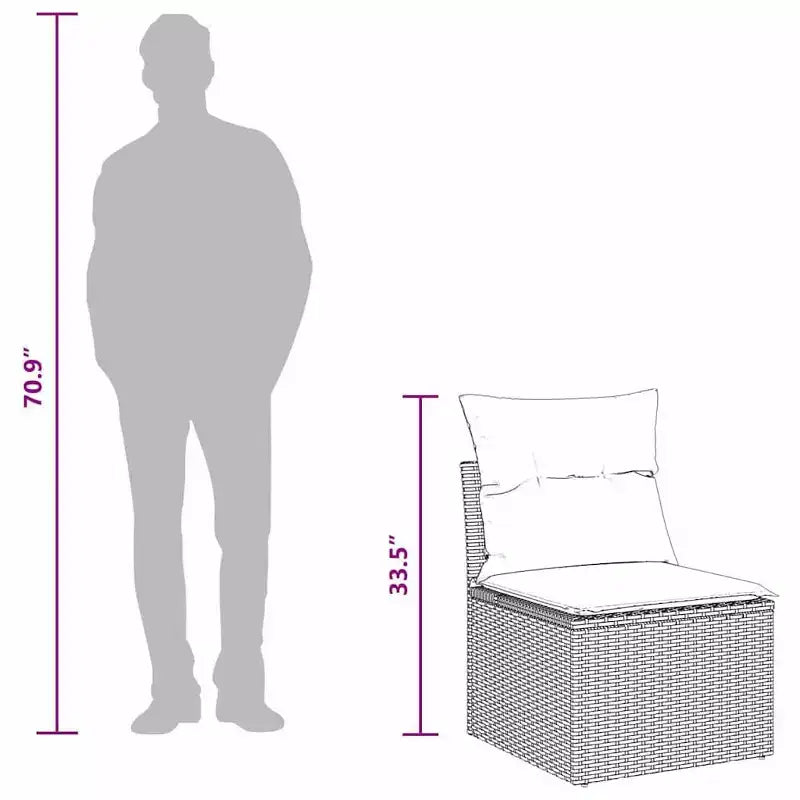 vidaXL Set da divani da giardino da 7 pezzi, polyrattan marrone - marrone, senza tavolo
