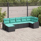 vidaXL Set da divani da giardino da 7 pezzi, polyrattan marrone - marrone, senza tavolo
