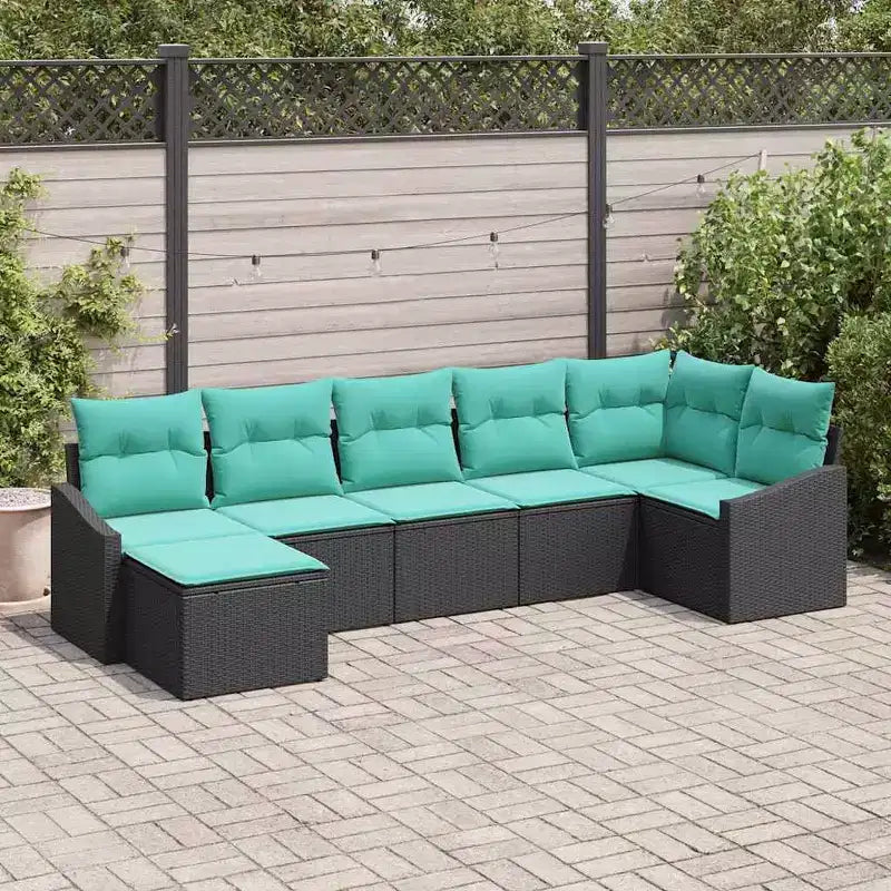 vidaXL Set da divani da giardino da 7 pezzi, polyrattan marrone - marrone, senza tavolo