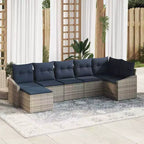 vidaXL Set da divani da giardino da 7 pezzi, polyrattan marrone - marrone, senza tavolo