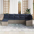 vidaXL Set da divani da giardino da 7 pezzi, polyrattan marrone - marrone, senza tavolo