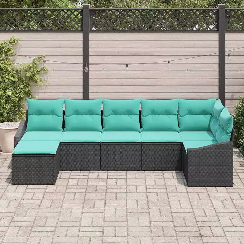 vidaXL Set da divani da giardino da 7 pezzi, polyrattan marrone - marrone, senza tavolo