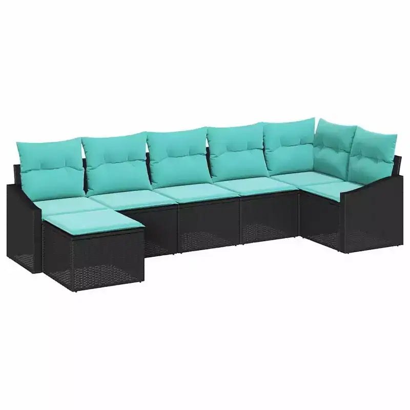 vidaXL Set da divani da giardino da 7 pezzi, polyrattan marrone - marrone, senza tavolo
