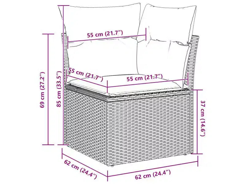 vidaXL Gartensofa-Set, 6-teilig, braunes Poly-Rattan