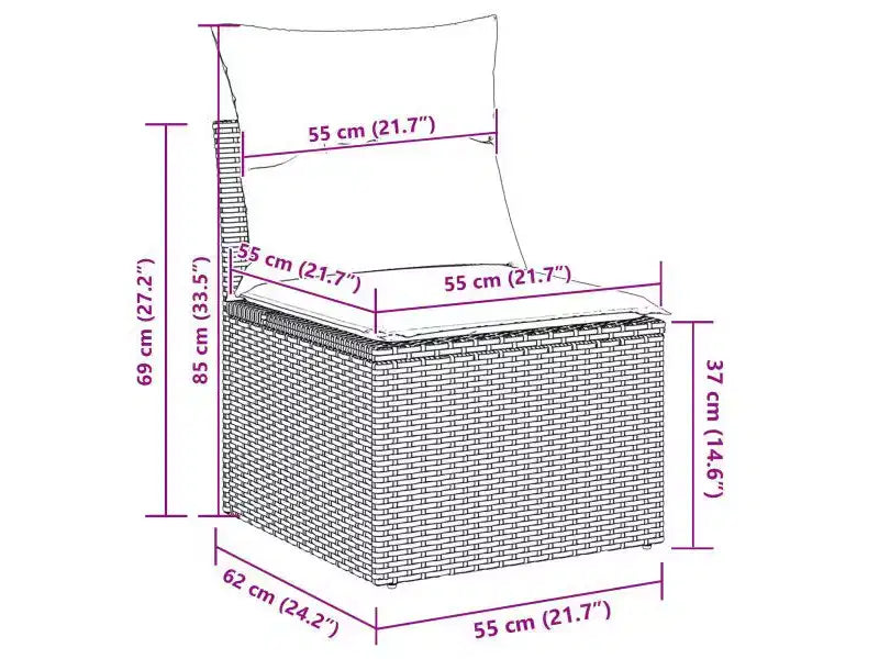 vidaXL Gartensofa-Set, 6-teilig, braunes Poly-Rattan
