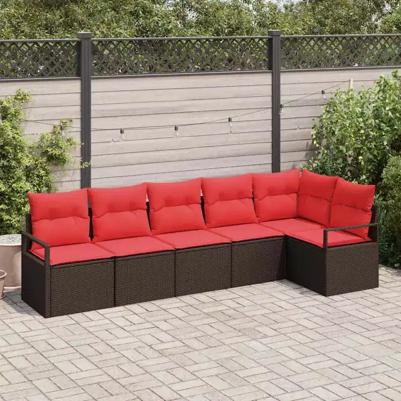 vidaXL Gartensofa-Set, 6-teilig, braunes Poly-Rattan