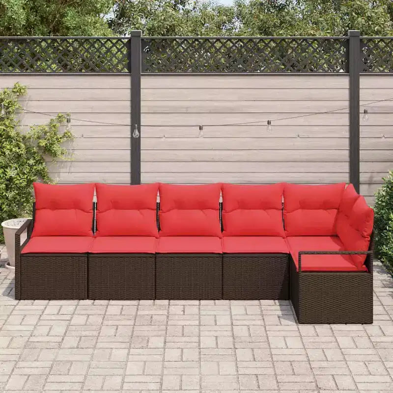 vidaXL Gartensofa-Set, 6-teilig, braunes Poly-Rattan