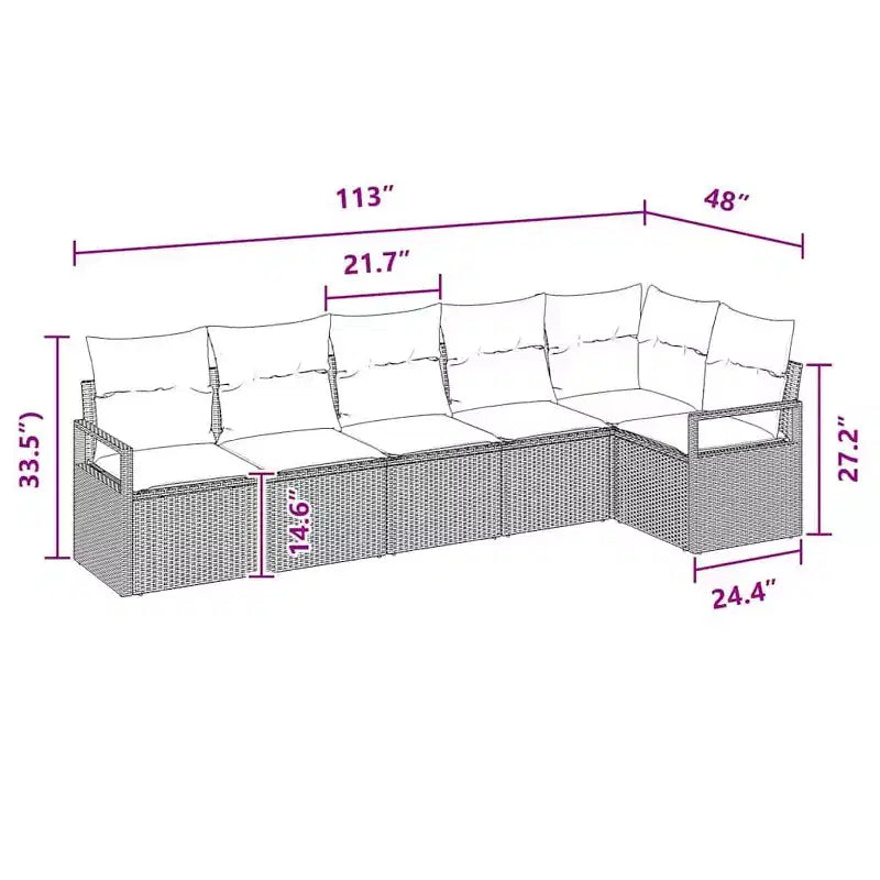 vidaXL Gartensofa-Set, 6-teilig, braunes Poly-Rattan