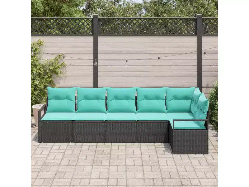 vidaXL Gartensofa-Set, 6-teilig, braunes Poly-Rattan