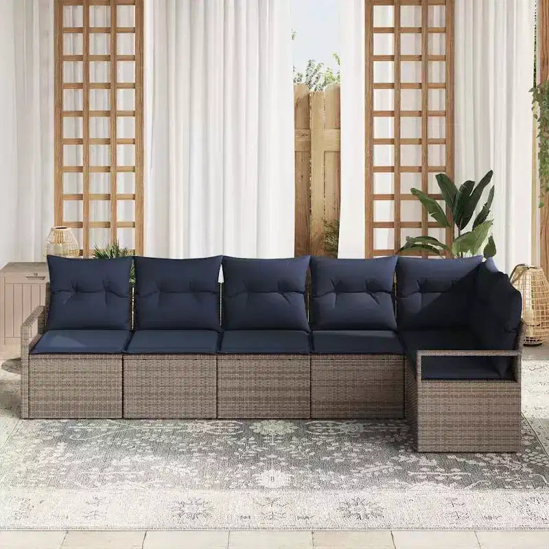 vidaXL Gartensofa-Set, 6-teilig, braunes Poly-Rattan