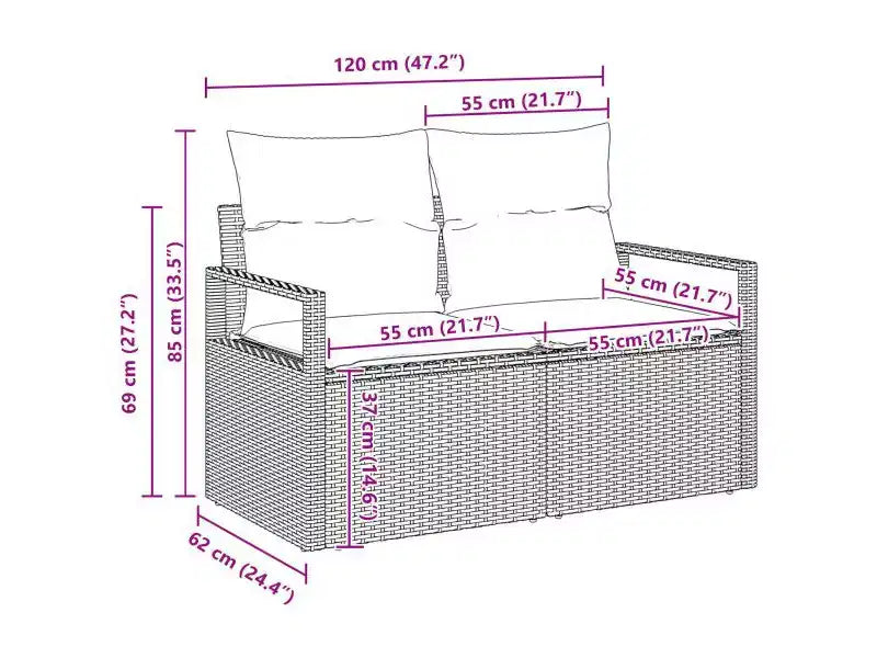 vidaXL Gartensofa-Set, 6-teilig, braunes Poly-Rattan