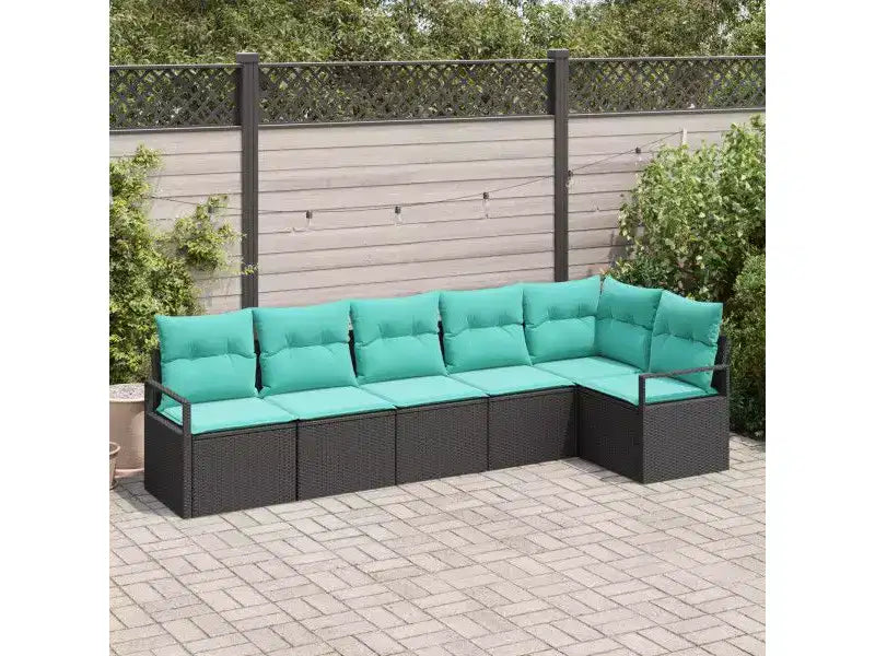 vidaXL Gartensofa-Set, 6-teilig, braunes Poly-Rattan