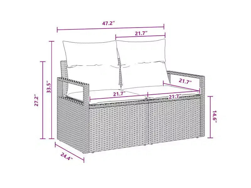 vidaXL Set da divani da giardino da 8 pezzi, polyrattan marrone
