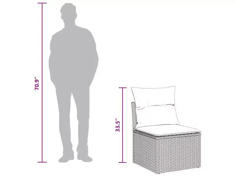 vidaXL Set da divani da giardino da 8 pezzi, polyrattan marrone