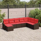 vidaXL Set da divani da giardino da 8 pezzi, polyrattan marrone