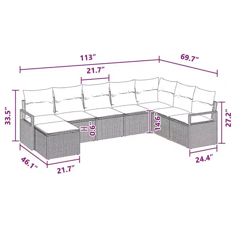 vidaXL Set da divani da giardino da 8 pezzi, polyrattan marrone