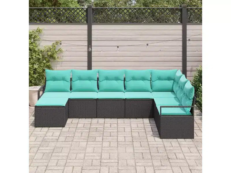 vidaXL Set da divani da giardino da 8 pezzi, polyrattan marrone