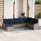vidaXL Set da divani da giardino da 8 pezzi, polyrattan marrone