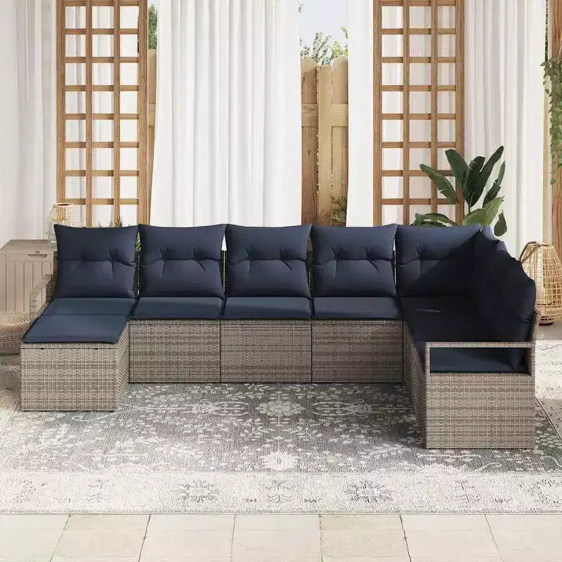 vidaXL Set da divani da giardino da 8 pezzi, polyrattan marrone