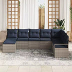 vidaXL Set da divani da giardino da 8 pezzi, polyrattan marrone