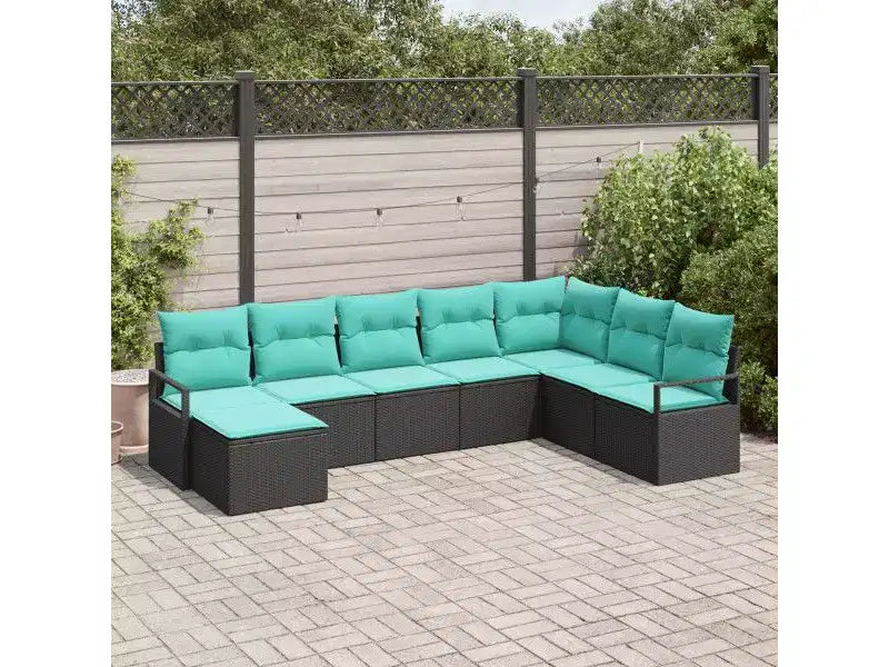 vidaXL Set da divani da giardino da 8 pezzi, polyrattan marrone